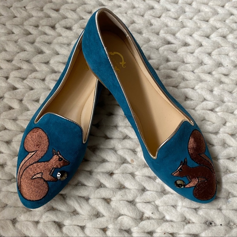 Squirrel Embroidered Flats